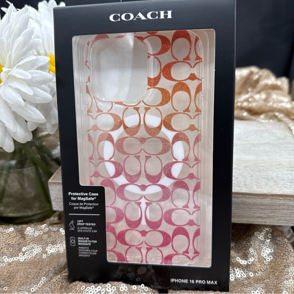 Coach Protective Case for iPhone 16 Pro Max - Pink and Orange